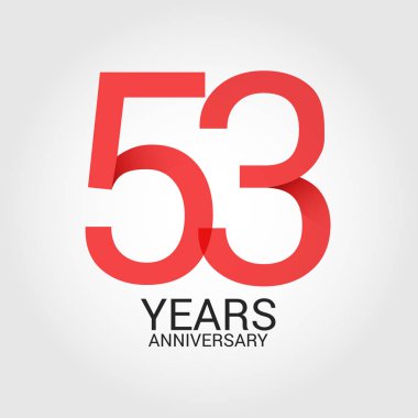 Logo şablonu renkli vektör çizim 53 numara kırmızı ve beyaz arka plan üzerinde izole gri metin yıl yıldönümü