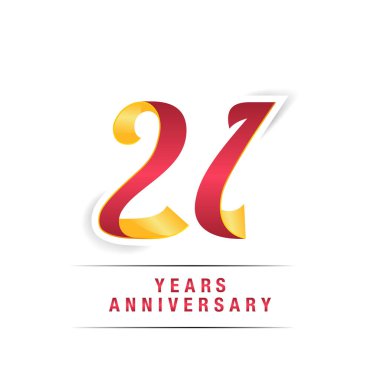 21 yaş beyaz zemin üzerine kırmızı ve sarı yıldönümü kutlama Logo izole