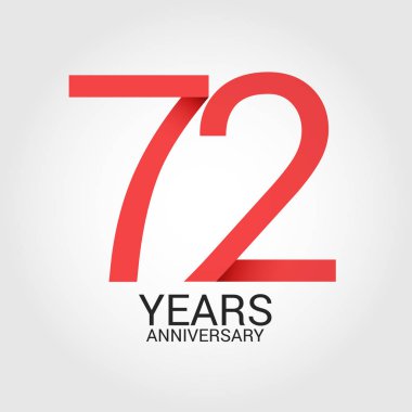Logo şablonu renkli vektör çizim 72 numaralı kırmızı ve beyaz arka plan üzerinde izole gri metin yıl yıldönümü