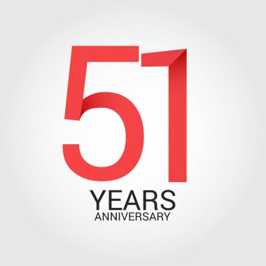 51 numara kırmızı ve beyaz arka plan üzerinde izole gri metin yıl yıldönümü ile logo şablonu renkli vektör çizim