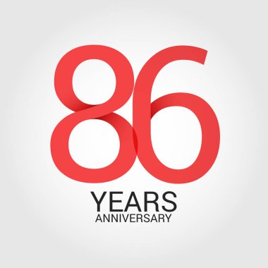 Logo şablonu renkli vektör çizim ile kırmızı sayı 86 ve beyaz arka plan üzerinde izole gri metin yıl yıldönümü