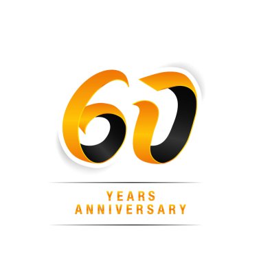 60 yıl beyaz arka plan üzerinde siyah ve sarı yıldönümü kutlama Logo izole
