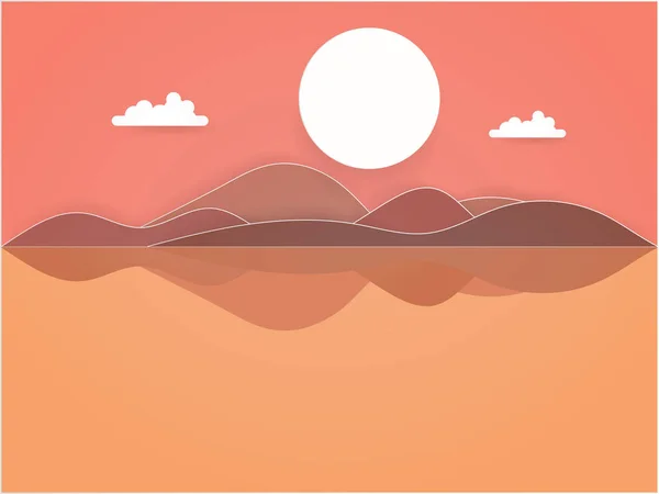 Gökyüzü Güneş Kağıt Sanat Sanatları Stil Kullanma Ile Manzara Renkli — Stok Vektör