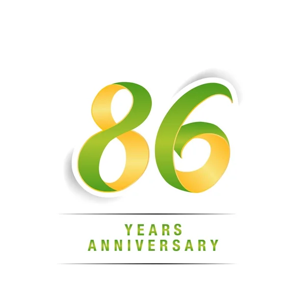 Years Green Yellow Anniversary Logo Celebration Vector Illustration Isolated White — Stock Vector