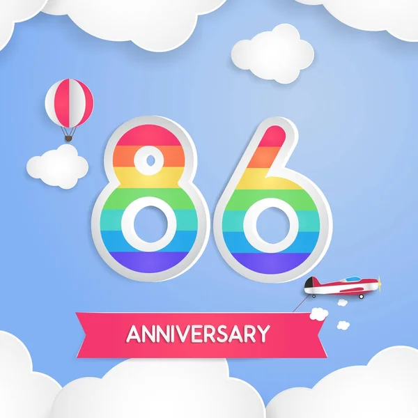 Logo Celebración Del Aniversario Con Arco Iris Coloreado Usando Papel — Archivo Imágenes Vectoriales