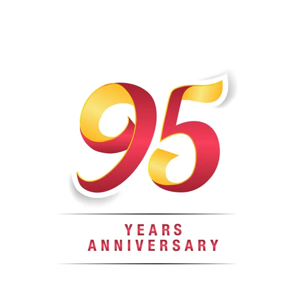 Years Red Yellow Anniversary Celebration Logo Isolated White Background — Stock Vector
