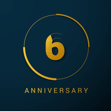 6 yıl yıldönümü vektör Logo tasarımı, koyu arka plan üzerinde vektör çizim
