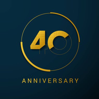 40 yıl yıldönümü vektör Logo tasarımı, koyu arka plan üzerinde vektör çizim