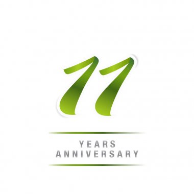 11 yaşındaki yeşil Logo kutlamaları, beyaz arka plan üzerinde izole vektör çizim