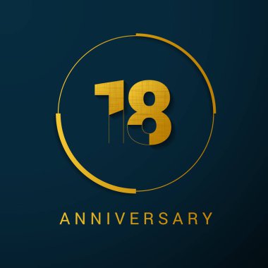 18 yıl yıldönümü vektör Logo tasarımı, koyu arka plan üzerinde vektör çizim