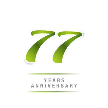 77 yıl yeşil Logo kutlamaları, beyaz arka plan üzerinde izole vektör çizim