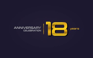 18 yıl yıldönümü kutlama Logo, sarı, koyu mor zemin üzerine vektör çizim