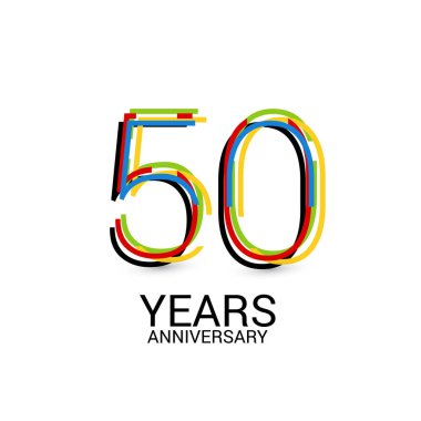 Beyaz arka plan üzerinde izole 50 yıl yıldönümü renkli Logo kutlamaları