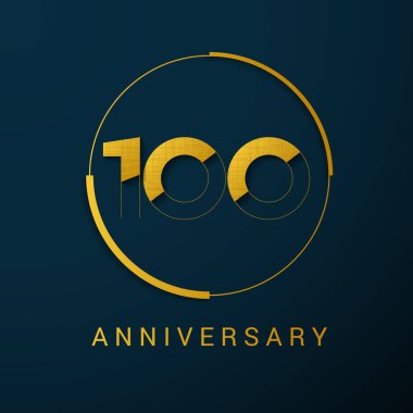 100 yıl yıldönümü vektör Logo tasarımı, koyu arka plan üzerinde vektör çizim