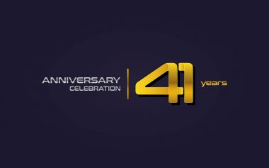 41 yıl yıldönümü kutlama Logo, sarı, koyu mor zemin üzerine vektör çizim