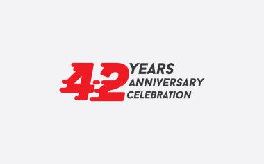 42 yıl yıldönümü kutlama logo, beyaz arka plan üzerinde izole kırmızı sıçrama sayı ile vektör çizim