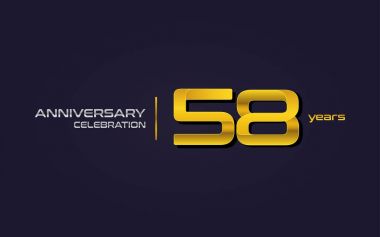 58 yıl yıldönümü kutlama Logo, sarı, koyu mor zemin üzerine vektör çizim