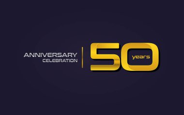 50 yıl yıldönümü kutlama Logo, sarı, koyu mor zemin üzerine vektör çizim