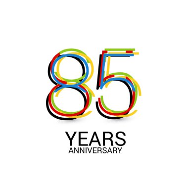 Beyaz arka plan üzerinde izole 85 yıl yıldönümü renkli Logo kutlamaları