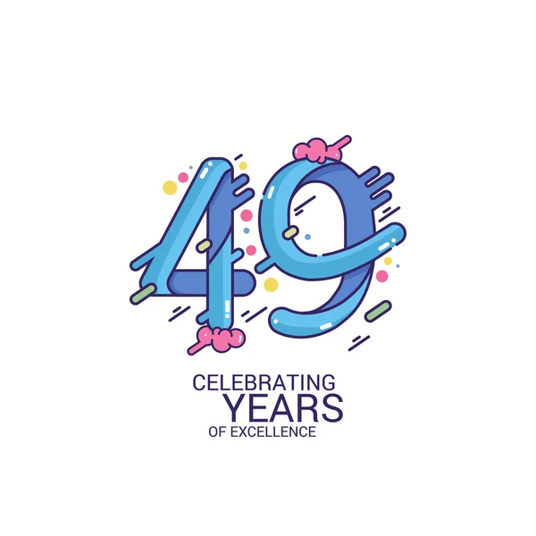 Years Excellence Design Blue Splash Colored Celebration Logo Isolated White — Stock Vector