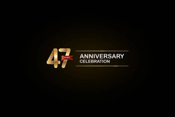 Years Anniversary Celebration Logotype Golden Silver Red Ribbon Black Background — Stock Vector