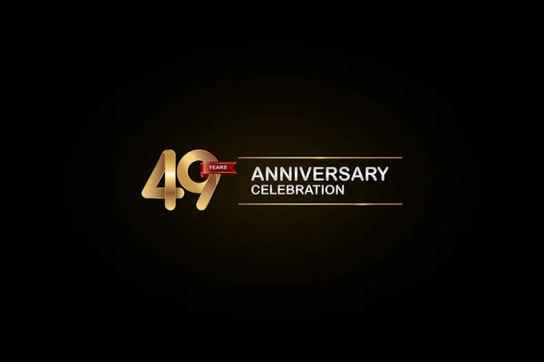 Anos Celebração Aniversário Logotipo Com Fita Dourada Prateada Vermelha Fundo — Vetor de Stock