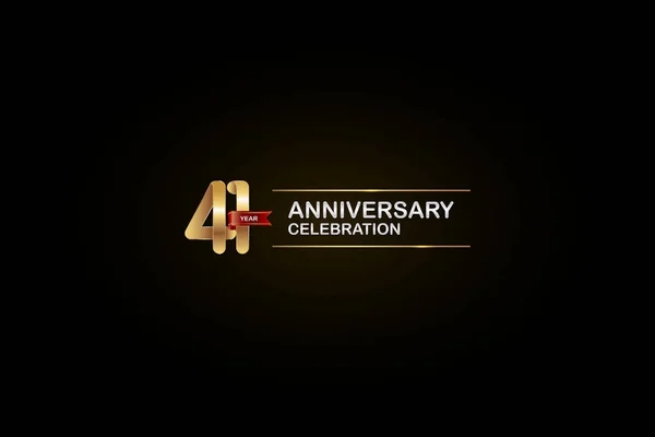 Logotipo Celebración Del Aniversario Años Con Cinta Dorada Plateada Roja — Vector de stock