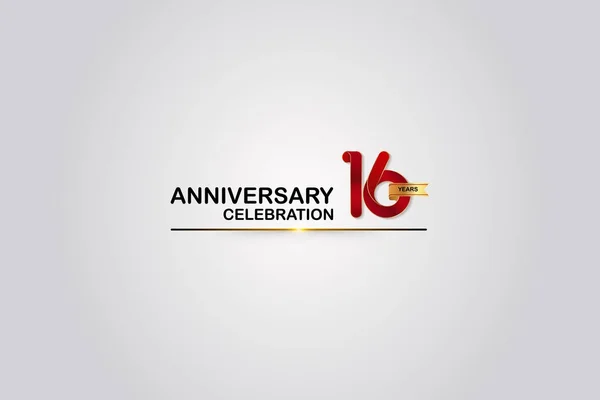 Logotipo Aniversário Anos Com Cor Vermelha Elegante Fita Dourada Isolada — Vetor de Stock