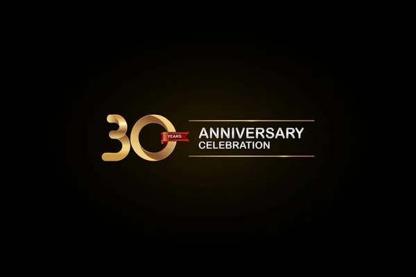 黒地に金 赤のリボンと 年周年記念ロゴタイプ 招待カード グリーティング カード バナーのベクトル デザイン — ストックベクタ