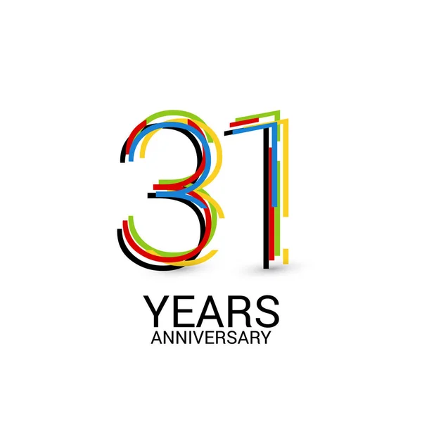 Beyaz Arka Plan Üzerinde Izole Yaş Renkli Logo Kutlamaları — Stok Vektör