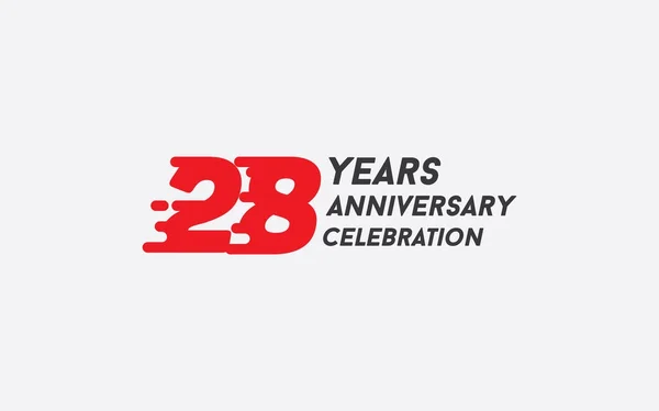 Anniversario Celebrazione Logotipo Illustrazione Vettoriale Con Numero Spruzzi Rossi Isolato — Vettoriale Stock