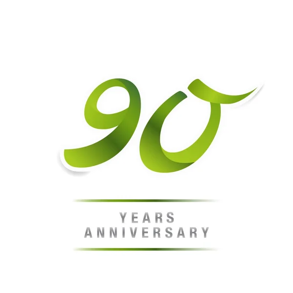 Jahre Grünes Jubiläum Logo Feier Vektorabbildung Isoliert Auf Weißem Hintergrund — Stockvektor