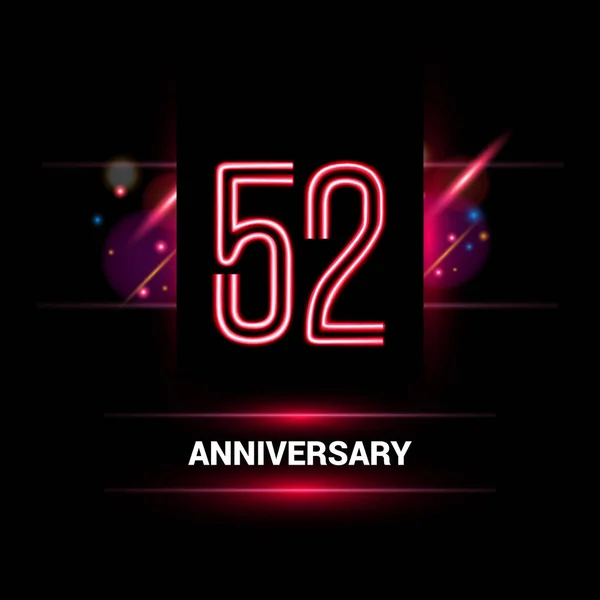 Anni Anniversario Disegno Del Logo Vettoriale Utilizzando Stile Neon Con — Vettoriale Stock