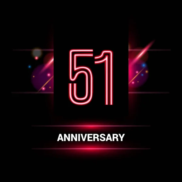 Anni Anniversario Disegno Del Logo Vettoriale Utilizzando Stile Neon Con — Vettoriale Stock