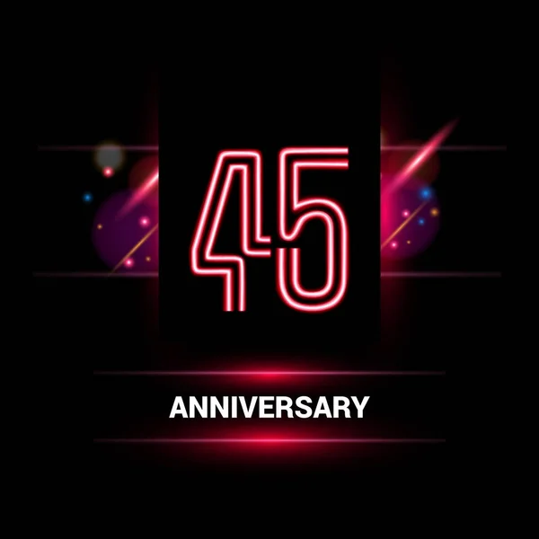 Anni Anniversario Disegno Del Logo Vettoriale Utilizzando Stile Neon Con — Vettoriale Stock