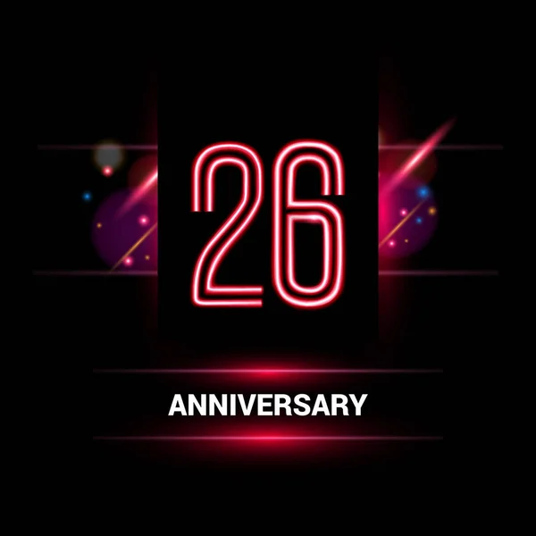 Anni Anniversario Disegno Del Logo Vettoriale Utilizzando Stile Neon Con — Vettoriale Stock