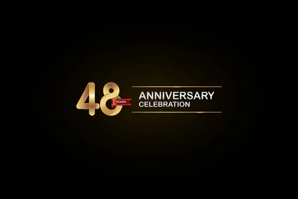 Anos Celebração Aniversário Logotype Com Dourado Prata Fita Vermelha Fundo —  Vetores de Stock