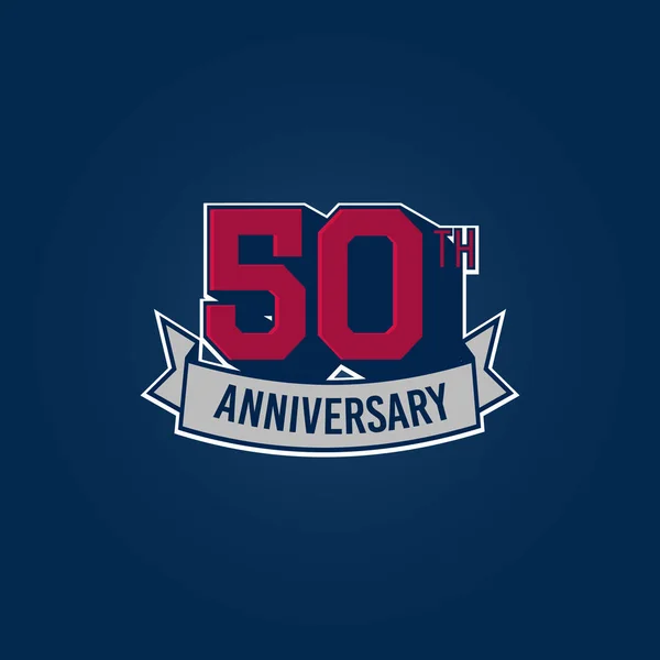 Años Plata Aniversario Celebración Logo Con Números Rojos Cinta Vector — Vector de stock