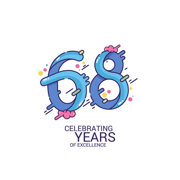 Years Excellence Design Blue Splash Colored Celebration Logo Isolated White — Stock Vector