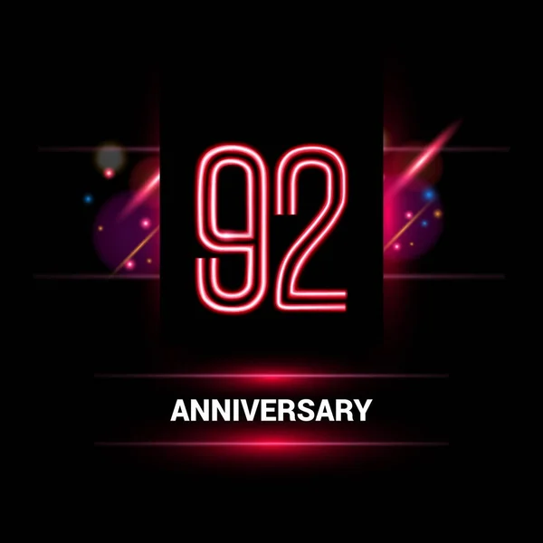 Anni Anniversario Disegno Del Logo Vettoriale Utilizzando Stile Neon Con — Vettoriale Stock