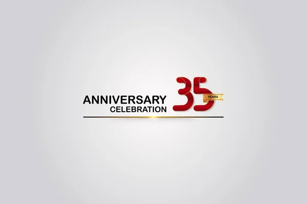 Logotipo Del Aniversario Años Con Elegante Color Rojo Cinta Dorada — Archivo Imágenes Vectoriales