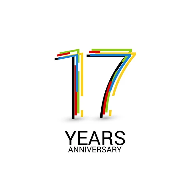 17周年纪念多彩的标志庆祝在白色背景隔绝了 — 图库矢量图片