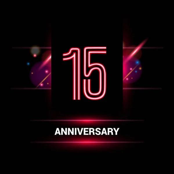 Anni Anniversario Disegno Del Logo Vettoriale Utilizzando Stile Neon Con — Vettoriale Stock