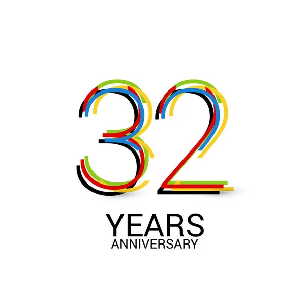 32周年纪念多彩的标志庆祝在白色背景隔绝了 — 图库矢量图片
