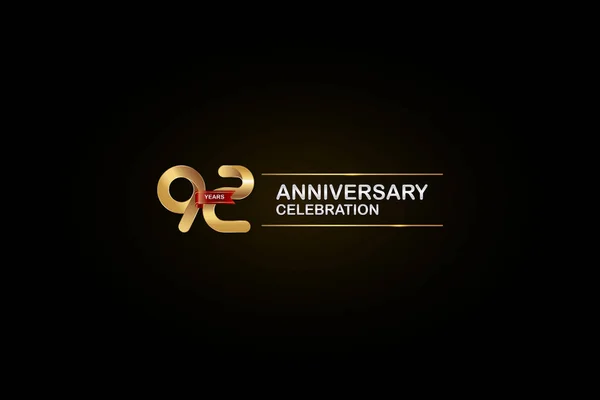 Let Výročí Oslav Logotyp Zlaté Stříbrné Červené Stuha Černém Pozadí — Stockový vektor