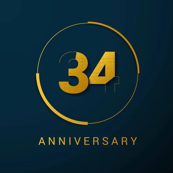 Anos Anniversary Vector Logo Design Ilustração Vetorial Fundo Escuro — Vetor de Stock