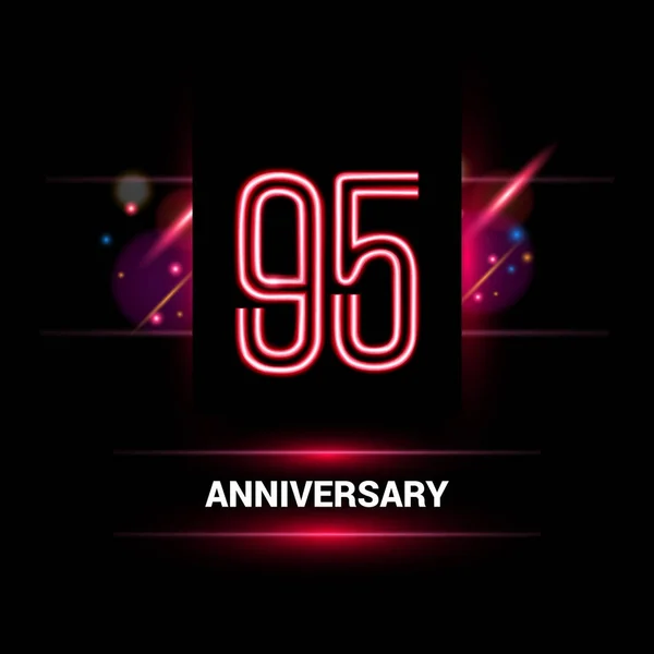 Years Anniversary Vector Logo Design Using Neon Style Flare Ornament — Stock Vector