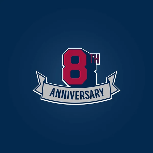 Anos Festa Aniversário Prata Logotipo Com Números Vermelhos Fita Ilustração — Vetor de Stock