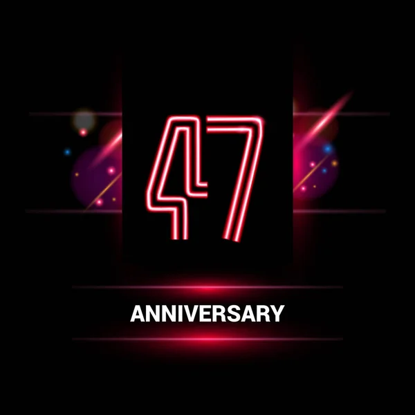 Anni Anniversario Disegno Del Logo Vettoriale Utilizzando Stile Neon Con — Vettoriale Stock