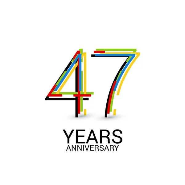 47周年纪念多彩的标志庆祝在白色背景隔绝了 — 图库矢量图片